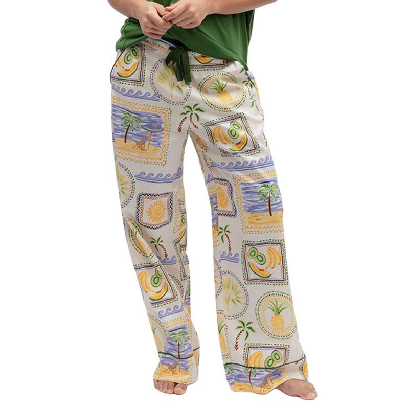 Cyberjammies Cora Green Postcard Print Wide Leg Pyjama Bottoms image number 0